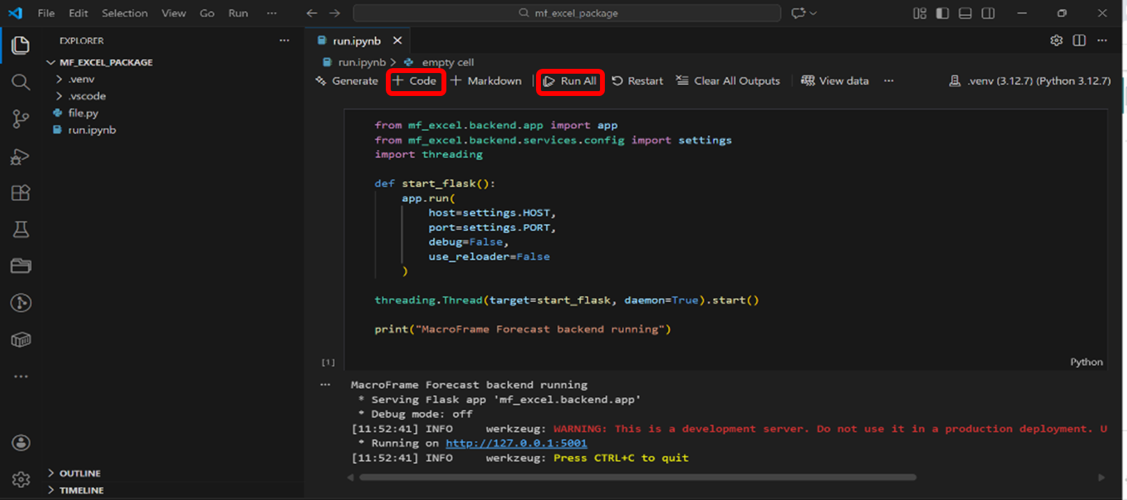 Figure 13: Jupyter run notebook