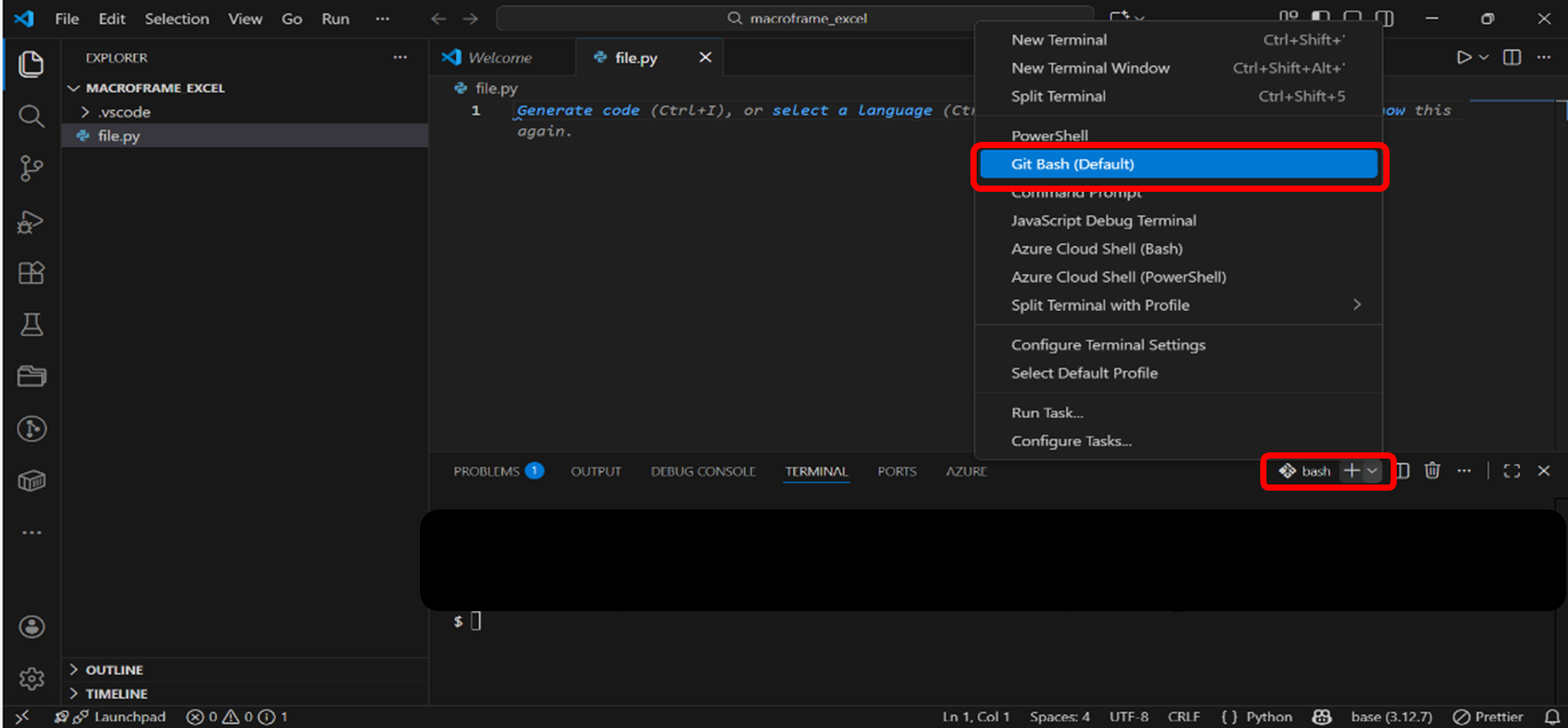 Figure 4: Select Git Bash Terminal
