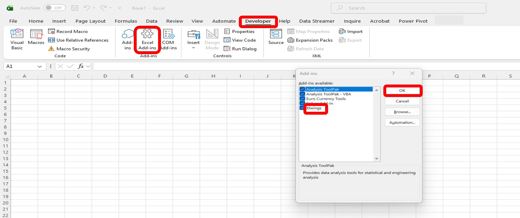 Figure 6: Excel Add-ins dialog