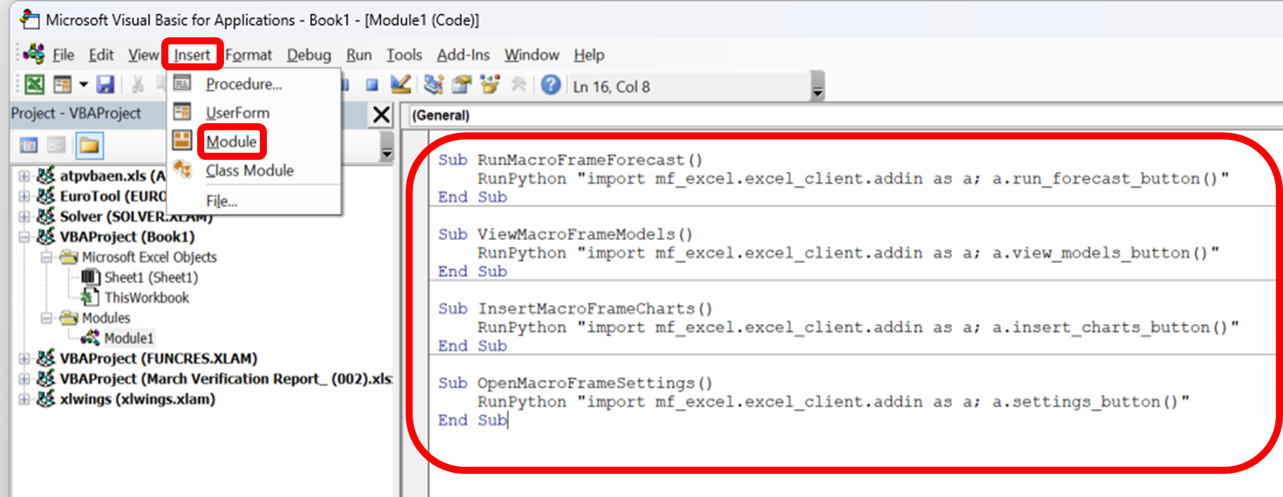 Figure 9: VBA editor